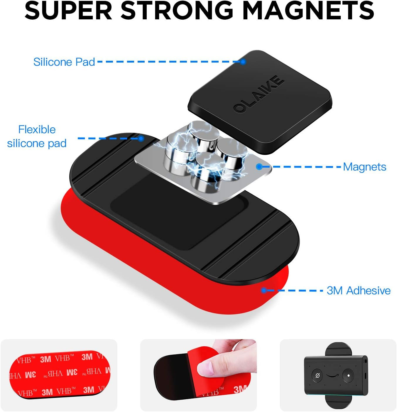 Car Mount for Auto,Car Mount Bracket Holder - Bendable Base - Stick to Flat or Oblique Car Face with 3M Tape - New Universal Dashboard Car Mount Fits for All Cars,Base