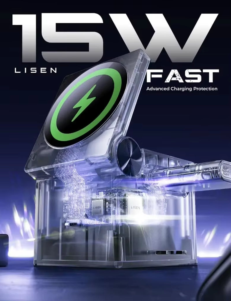 LISEN 3 in 1 Charging Station Cube for Multiple Devices Apple Fortravel Charger for Iphone 15 Pro Max Airpods Apple Watch